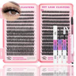 lot 16420 image: Lash Clusters Kit, 560 Pcs Eyelashes Clusters Kit 9-16mm Individual Lash Extension Kit D Curl Fluffy Wispy False Eyelashes (50D60D New, Lash Clusters Kit)