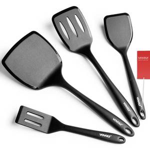 lot 19847 image: Silicone Spatula Set, 600°F Heat Resistant Silicone Spatula Turner Flipper for Cooking, Non Stick and Non Scratch Kitchen Utensils for Eggs & Pancakes, 4 Pack, Black