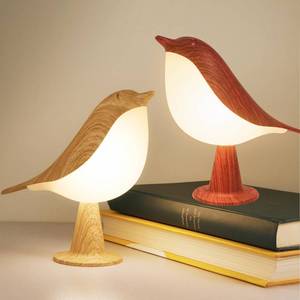 lot 19851 image: Deogos 2 Cute Bird Lamps Combo,Small Bedside Lamps with 3 Color Temperature and Adjustable Brightness,Rechargeable Cordless Lamp for Bedroom Nightstand Bedside Table (Wood Tone  Red)