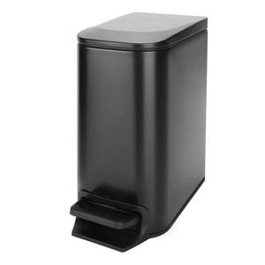 lot 19856 image: Cesun Small Bathroom Trash Can with Lid Soft Close, Step Pedal, 6 Liter  1.6 Gallon Stainless Steel Garbage Can with Removable Inner Bucket, Anti-Fingerprint Finish (Matt Black)