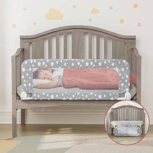 lot 19858 image: NUTIKAS Crib Rail Guard for Toddlers - 35.4 Toddler Bed Rails Convertible Safety Side Protector Swing Down Mesh Breathable Bed Barriers with Reinforced Anchor Safety