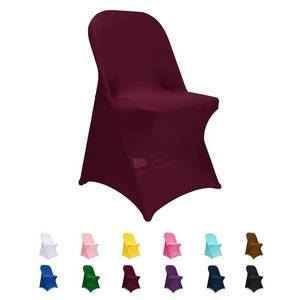 lot 19859 image: Jieqier Spandex Folding Chair Covers, Burgundy Folding Chair Covers 12 PCS, Universal Fitted Chair Slipcovers for Wedding, Party, Banquet, Holidays, Celebration