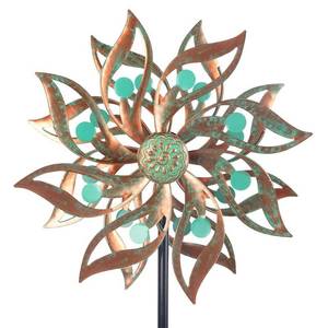 lot 19877 image: Viveta Metal Wind Spinners Outdoor,Vintage Kinetic Wind Spinner Garden Pinwheels with Metal Stake for Patio,Lawn,Garden,59  13.4 Inch