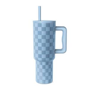 lot 19885 image: Simple Modern 40 oz Tumbler with Handle and Straw Lid  Leak-Proof Insulated Stainless Steel Water Bottle Travel Mug Cupholder Use  Gifts for Women Her  Trek Signature  Forget Me Not Checkmate