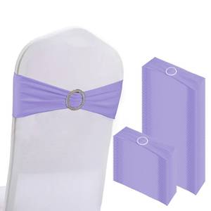 lot 19888 image: WJWHQ 100PCS Spandex Stretch Chair Sashes Bows Elastic Chair Cover Bands Ties with Buckle Slider for Wedding Party Reception Events Universal Ceremony Banquet Decorations(Light Purple)