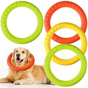 lot 19889 image: Jenaai 4 Pack Dog Ring Toy Dog Training Chew Toy for Outdoor Aggressive Durable Pet Chewers Floating Toys Puppy Ring for Large Medium Puppy Training(Colorful,11.81 Inch)