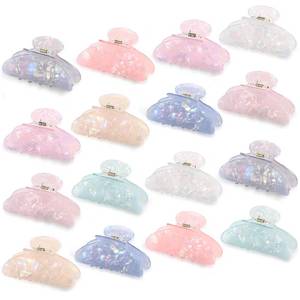 lot 19892 image: Yuxung 16 Pcs Large Acrylic Hair Claw Clips Bulk for Women Christmas Birthday Gift Fashion French Style Cute Hair Accessories Non-slip Hold Claw Clip for Thick Thin (3.19 Inch,Mermaid Princess Color)