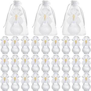 lot 19893 image: Chuangdi 30 Set Holy Catholic Water Bottles Bulk 50ml Christian Water Container Empty Glass Bottle with Cross Lapel Pin Organza Bag Ribbon Bow for Holy Communion Church Baptism Party Favor (Lovely)