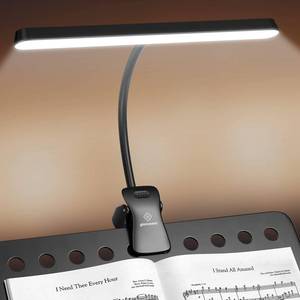 lot 19896 image: Glocusent Super Bright Eye-Caring Music Stand Light, Clip on Piano Lamp with 3 Colors & 5 Brightness Levels, 57 LEDs, USB-C Rechargeable, Lasts up to 140 Hrs, Perfect for Piano & Sheet Music