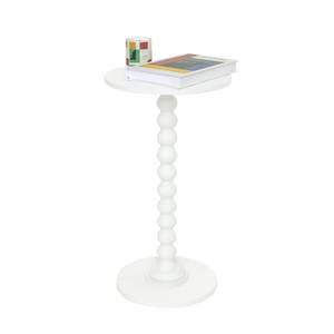 lot 19905 image: Fultyle Round Side Table, Small Drink Table for Small Spaces, Modern Accent End Table Nightstand with Solid Wood Leg for Living Room, Bedroom, Corners, and Office (White)