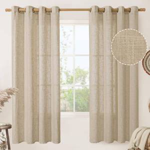 lot 20224 image: LAMIT Brown Linen Curtains 72 inches Long for Bedroom, Soft Thick Semi Sheer Light Filtering Bronze Grommet Window Treatments Burlap Drapes for Living Room, 2 Panels Set, 52 x 72 Inch