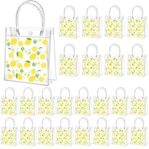 lot 20230 image: Tioncy 24 Pcs Lemon Party Favor Bags PVC Gift Snacks Bags She Found Her Main Squeeze Bridal Shower Party Favors with Handles Clear Lemon Theme Treat Goodies for Wedding Summer Supplies