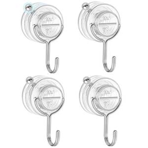 lot 20233 image: Jadkysarh Suction Cup Hooks for Shower, Upgrade Clear Suction Towel Hooks Heavy Duty Removable Bathroom Suction Hooks for Shower Tile Wall Glass Door Window 4 Pack