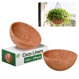 lot 20239 image: Halatool 14 Inch Hanging Basket Coco Liners Replacement, Round Coconut Liners for Planters Baskets, Made of 100% Natural Coco Fiber for Flowers Vegetables Garden, Drainage & Retain Moisture (2 Pack)