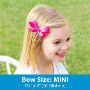lot 20246 image: Wee Ones Girls 6 Piece Set of Bows, Solid Grosgrain Variety Pack on a WeeStay No-Slip Hair Clip, Mini, White, Millennium Blue, Navy, Light Pink, Hot Pink, Red