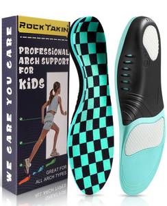 lot 20247 image: ROCKTAKIN Kids Arch Support Shoe Insoles, Plantar Fasciitis Orthotics Inserts Strong Support for Childrens High Arch, Flatfoot Pain Relief, Posture Improve