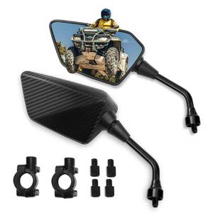 lot 20250 image: ATV Mirror, Side Rearview Mirrors for Bike Motorcycle ATV Scooter Cruiser with 8mm 10mm Bolt, 78 Handle Bar Mount Clamp Compatible with Suzuki Yamaha Honda Kawasaki Victory and More