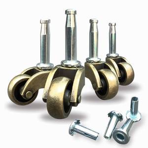 lot 20252 image: LUXUFUL 1 Swivel Stem Ball Caster Wheel, Zinc Alloy Castor for Furniture Socket Type Mounting Stem, Vintage Black, 353lbs, Pack of 4