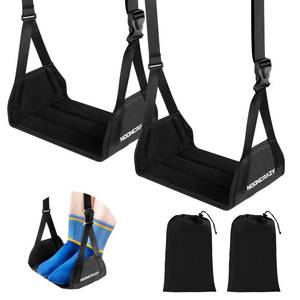 lot 20266 image: Airplane Foot Hammock, No Collapse Foot Rest for Plane Travel with Extended Adjustment Strap, Portable Desk Foot Hammock with Thickened Foam, Foot Sling Travel Essentials to Relax Your Feet(Black 2PC)