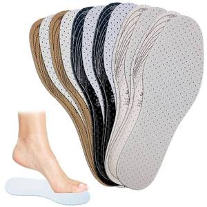 lot 20300 image: 6 Pairs Unisex Breathable Shoe Insoles Inserts Double Layer Latex Foam Perforated Insole Cushioning Walking Comfort Replaceable Insoles for Men 5-11 Woman 2-8(Black, White, Brown)