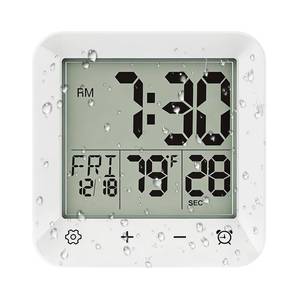 lot 20304 image: onannos Bathroom Clock Waterproof Shower Timer, Digital Wall Clock with Countdown, Touch Screen, LCD Display, Temperature, Suction CupHanging HoleStand, Spa Sauna, Kids and Adults I White