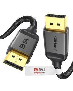 lot 20306 image: Silkland 54Gbps VESA Certified DisplayPort 2.1 Cable, DP 2.1 Cable 10FT 16K30Hz, 10K60Hz, 8K120Hz, 4K240Hz 165Hz 144Hz HDR10 HDCP DSC 1.2a, Display Port Cord for FreeSync G-Sync Gaming Monitor