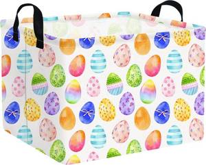 lot 20310 image: FXOCSHE Rectangular Cute Easter basket,Easter basket empty,Storage Basket for baby Bedroom,Toy Gift Organizerm,Kids Storage Bin,Gift baskets,Easters Home Decor(Blue Easters egg)