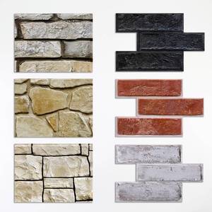 lot 20318 image: Commomy Sample Kit - 6 Pcs Large Brick & Stone 3D Wall Panels, Size 9.05 x 5.9 in