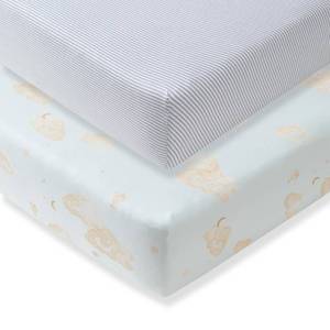 lot 20327 image: Burts Bees Baby Essential Organic Cotton Fitted Crib Sheet, Breathable for Boy Girl Standard Crib & Toddler Mattresses
