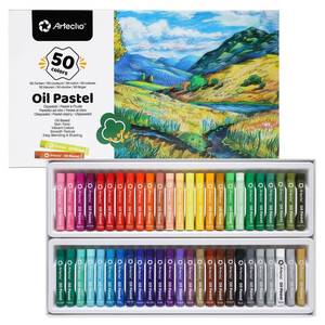 lot 20329 image: Artecho Oil Pastels Set of 50 Colors (8 x 60 mm), Soft Oil Pastels for Art Painting, Drawing, Blending, Art Supplies for Artists, Teachers