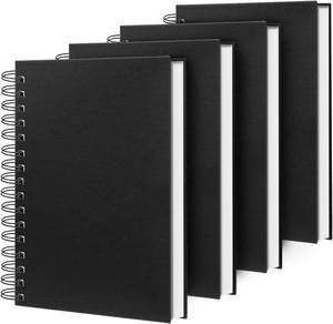 lot 20331 image: Ouzoustate Lined Spiral Notebook B5 Black Journal 7.48 X 10.18-4 Pack 7mm College Ruled Hardcover Notebooks 160 Pages 100GSM Thick Paper for Note Taking School Office Supplies