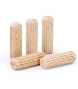lot 12042 image: Generic (Pack of 10) Wooden Dowels 58 x 2-6164 (16 x 75 mm), Grooved Wood Plugs, Ribbed Pins for Furniture, Grooved Dowels (Missing One)