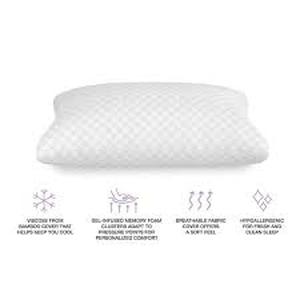 lot 19872 image: Cooling Gel Infused Memory Foam Pillow with Bamboo Cover