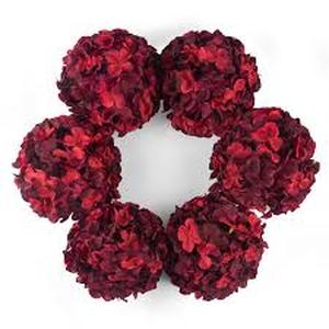 lot 20284 image: DuHou 8.7 Silk Hydrangea Burgundy Artificial Flowers Pack of 6