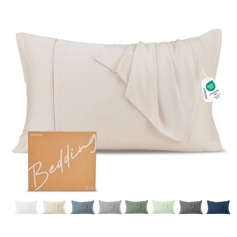 lot 33289 image: GOKOTTA Soft Standard Pillow Cases, Luxury Silky Cooling Pillow Cases for Hot Sleepers, 100% Rayon Derived from Bamboo, Envelope Closure and Reversible Pillowcases for Hair and Face(2026)   2 pillow cases  - Retail $23