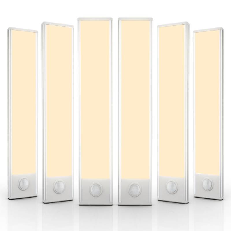 lot 44843 image: 4 Pack Under Cabinet Lighting Wireless, 40 LED Rechargeable Battery Motion Sensor Light Indoor, Stick On Magnetic Closet Lights, Under Counter Lights for Kitchen, Stairs, Warm 10 in - Retail $70