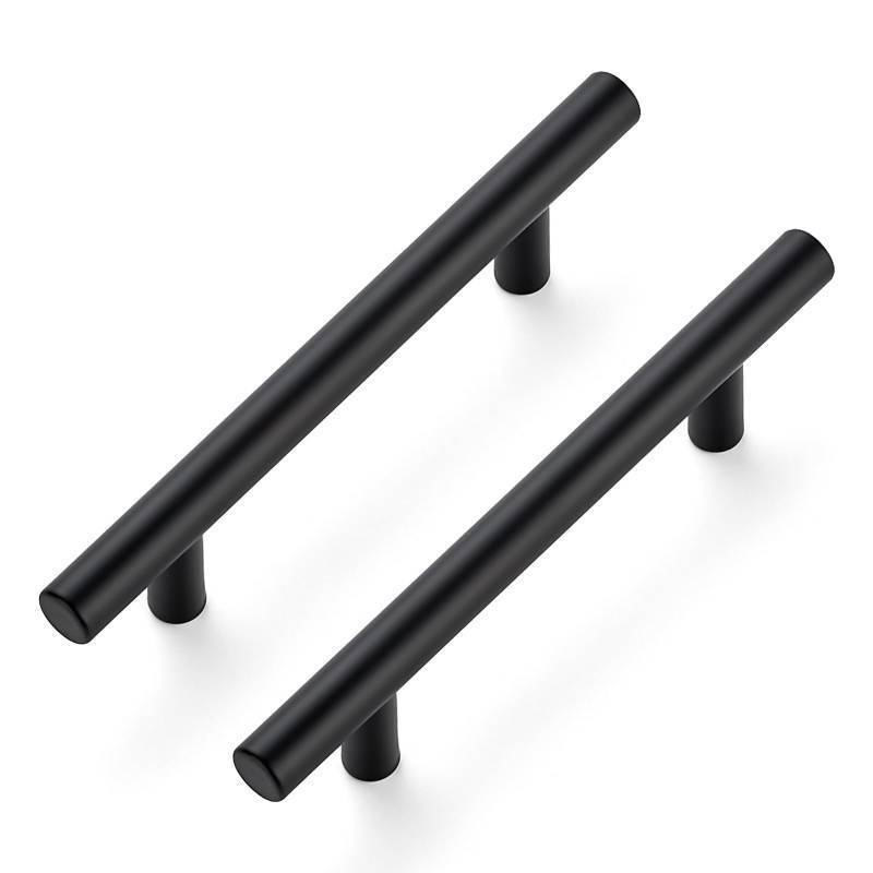 lot 44895 image: Pack of 10 Cabinet Handles with 3.75 Inch (96mm) Hole Center Matte Black Cabinet Pulls Stainless Steel Drawer Pulls, Kitchen Knobs for Dresser Drawer, 6 Inch Overall Length - Retail $17