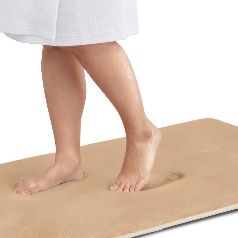 lot 44970 image: Genteele Memory Foam Bath Mat Non Slip Absorbent Super Cozy Velvet Bathroom Rug Carpet (60 inches X 17 inches, Beige) - Retail $37