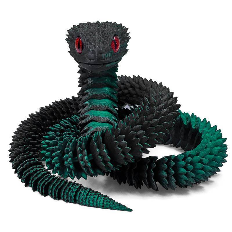 lot 58849 image: Binvin 3D Printed Animals-Snake Viper,3D Printed Snake Toys Articulated Snake 3D Printed Animals Animal Model Ornaments Creative Funny Toy Festival Gift for Frends (Black Green, 29Inch) - Retail $17