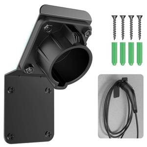 lot 33429 image: EV Charger Holder for SAE J1772 - Heavy Duty Wall Mount Bracket with Cable Organizer, Universal J1772 Plug Holder for Electric Vehicle Charging Stations, Garage, Parking Lot (Includes Screws) - Retail $24