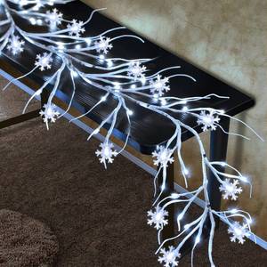 lot 33435 image: 6 Ft 54 LED Prelit Christmas Garland with Lights Lighted Birch Garland with Timer 8 Modes 18 Snowflakes Cold White Lights Battery Operated Twig Vine Garland for Mantle Fireplace Table Indoor Outdoor