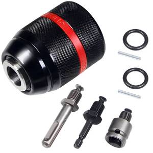 lot 33439 image: Keyless Drill Chuck for Milwaukee,12-20UNF Mount 1.5-13mm Self-tighten Drill Chuck for Multiple Purposes,Including 38 SDS-Plus Shank,14 Hex Shank,12 Impact Wrench Adapter open box  - Retail $10