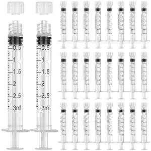 lot 41533 image: 3ml Luer Lock Syringe With Cap, 50Pack Syringes Without Needle, Plastic Tube for Liquid, Measuring, Refilling, Oil, Glue Applicator - Retail $13