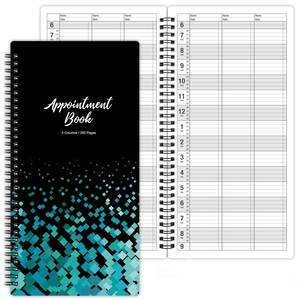 lot 41548 image: Appointment Book Undated Salon Appointment Book, Daily Hourly Schedule Book with 200 Pages, 6 AM - 9 PM, 15 Minute Intervals Day Planner, 6 x 11.5, 3 Column, Twin-Wire Binding, Hardcover - Retail $8