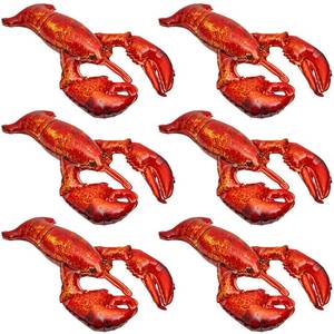 lot 41564 image: 6 Pieces Giant Lobster Crawfish Balloons Simulation Sea Animal Foil Balloons for Birthday Party Decoration Home Office Party Favors Supplies(Realistic) - Retail $10