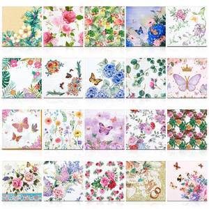 lot 41565 image: Crtiin 20 Pack Decoupage Napkins Floral Napkins Flower Cocktail Paper Decorative Toilet for Valentines Day Birthday Party Beautiful Gorgeous, 20 Styles Each 6.5 Inches(Style 1) - Retail $5