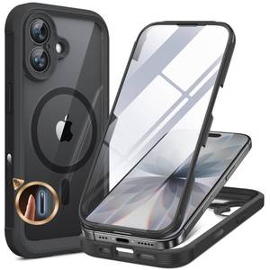 lot 41566 image: Miracase for iPhone 17 Case 6.3, Full-Body Bumper Military Drop Protection Outdoor Phone case with Built-in Glass Screen &Camera Control,Easy Installation,No Gap,Compatible with MagSafe,Black - Retail $18