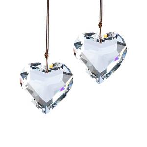 lot 41569 image: BEAMARKER 2Pcs Heart Crystal Prism Suncatchers 1.77 Inch Clear Glass Hanging Suncatchers Party Wedding Birthday Ornament Pendant for Home Indoor Outdoor Window Garden Patio Balcony Chandelier - Retail $8