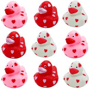 lot 41573 image: 4Es Novelty 24 Pack Valentines Day Rubber Ducks - Bulk 2 Heart Themed Duckies for Jeep Ducking, Classroom Exchange Gifts for Kids School, Prizes, Giveaways, Party Favor Handouts - Retail $24