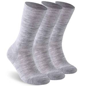 lot 41576 image: Facool Diabetic Socks for Men Women, Merino Wool Non-Binding Loose Top Crew Soft Socks Fit for Better Circulation Supersoft Moisture Wicking, 3 Pairs Light Grey X-Large - Retail $20